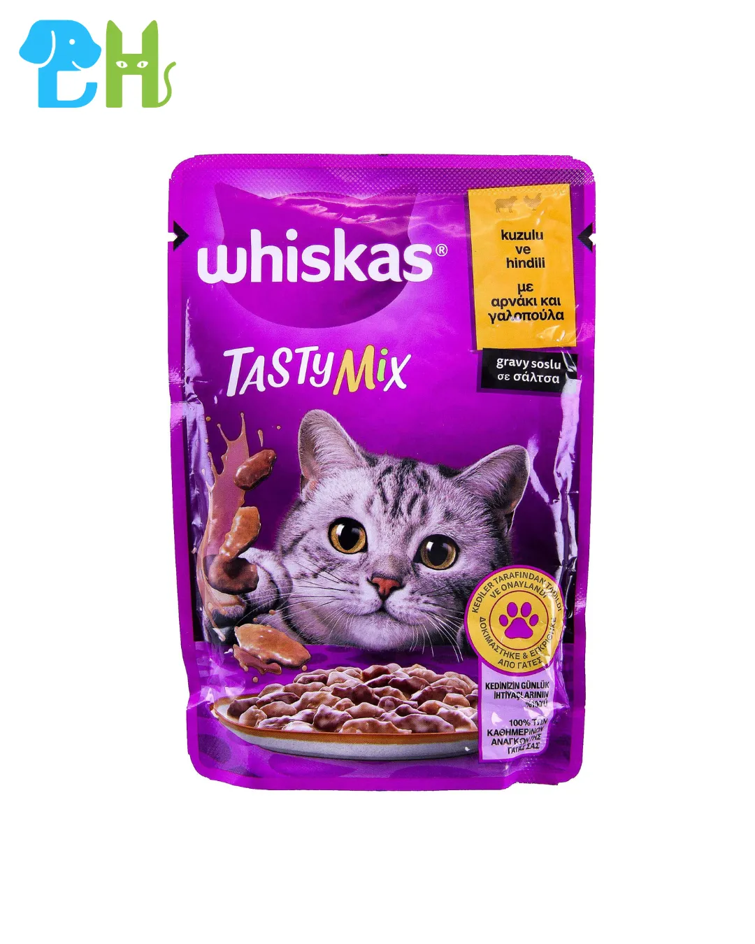 پوچ گربه ویسکاس Tasty Mix طعم بره و بوقلمون 85 گرم - نمای جلو